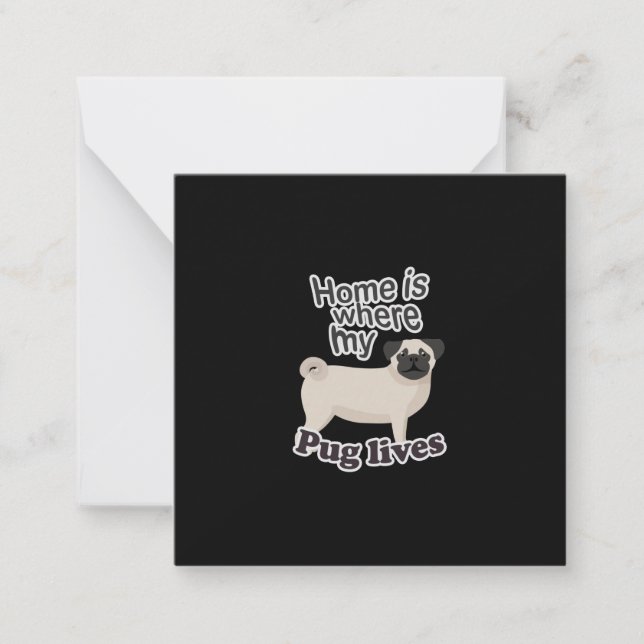 Cartão De Notas Pug Home (Frente)