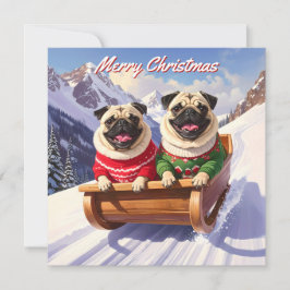 Cartão De Notas Pug Pack of Flat Christmas