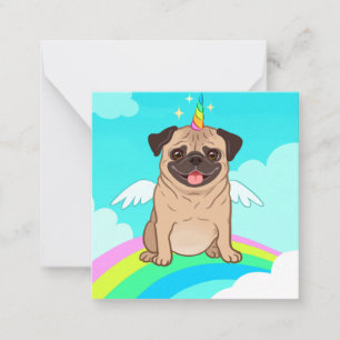 Cartão De Notas Pug Unicórnio