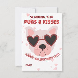 Cartão De Notas Pugs and Kisses Valentine's Day Card