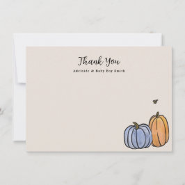 Cartão De Notas Pumpkin De Queda Laranja Azul Obrigado Nota