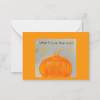 Cartão De Notas Pumpkin Kisses Orange Flat Note Card