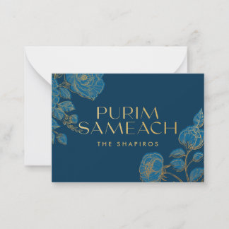 Cartão De Notas Purim Sameach com flores para shaloch manot