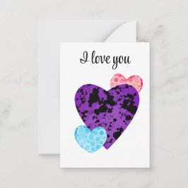 Cartão De Notas purple hearts romance design