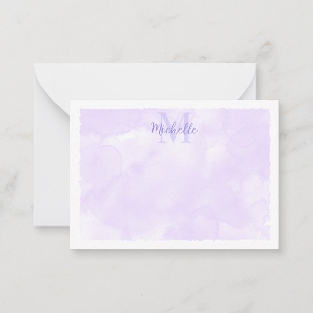 Cartão De Notas Purple Pastel Watercolor All Occasion Monogram (Frente)