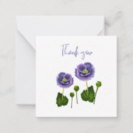 Cartão De Notas Purple Poppy Thank You Flat Notecard 