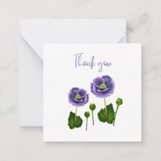 Cartão De Notas Purple Poppy Thank You Flat Notecard