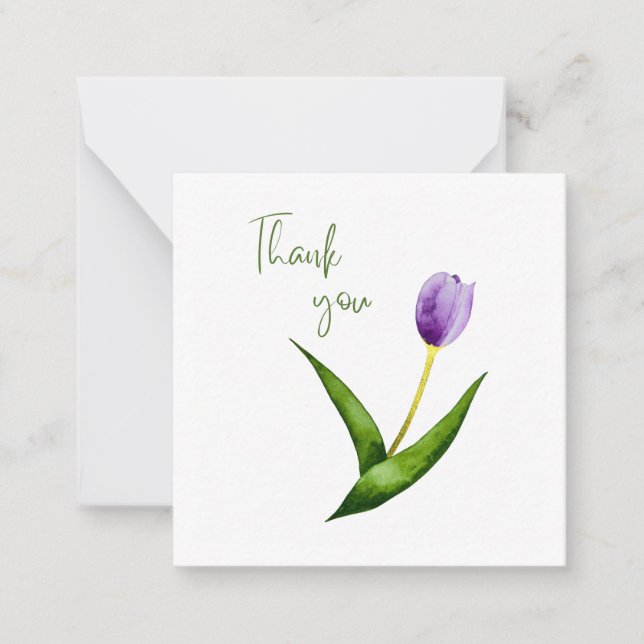 Cartão De Notas Purple Tulip Thank You Flat Notecard  (Frente)