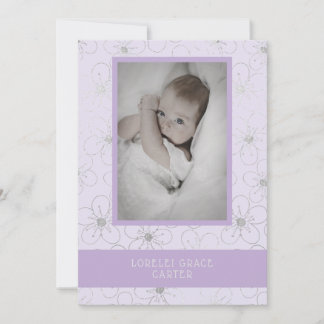 Cartão De Notas Purple Wildflowers Silver Photo Naming Ceremony