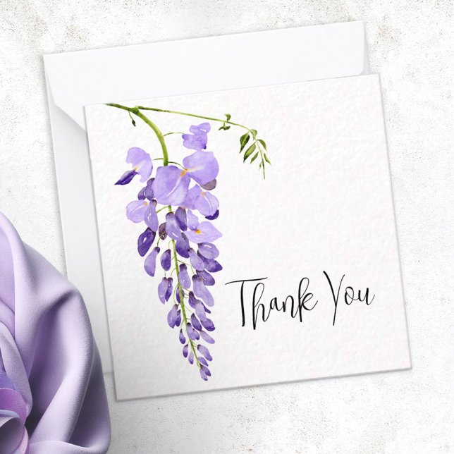 Cartão De Notas Purple Wisteria Personalised Thank You Note Card (Criador carregado)