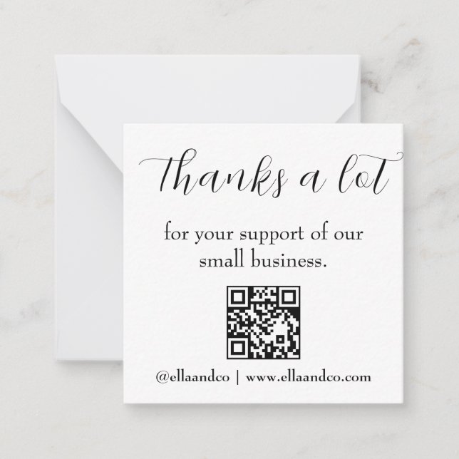 Cartão De Notas QR Thank You Modern Business Note Card (Frente)