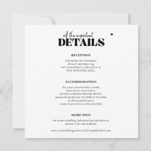 Cartão De Notas Quadrícula de detalhes de casamento de tipografia