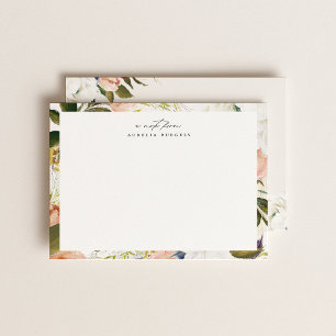 Cartão De Notas Quadro Botânico Floral Sofisticado