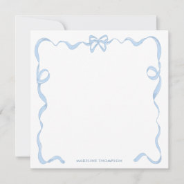 Cartão De Notas Quadro de Fita Azul de Arco Chic Girly Baby