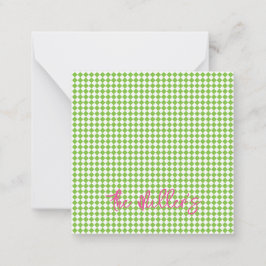 Cartão De Notas Quadro de Verificação Verde Nome cor-de-rosa Chic