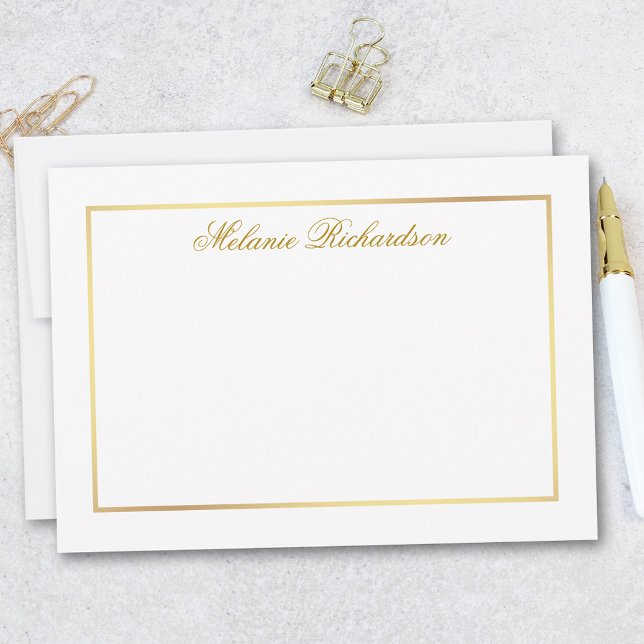 Cartão De Notas Quadro Dourado E Elegante - Escolha Tamanho - (Customize to change text color,  text style or to add more text to back of card.)