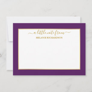 Cartão De Notas Quadro Dourado Elegante - Escolher Tamanho - Roxo