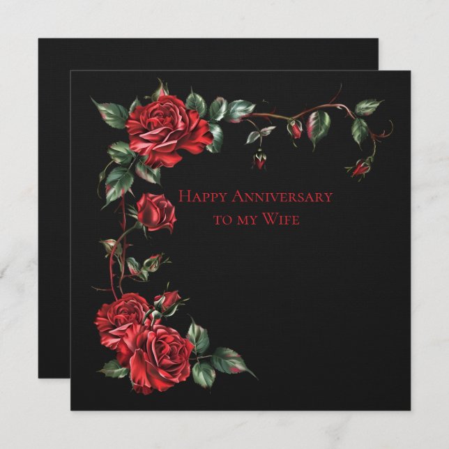 Cartão De Notas Quadro Rosa vermelha de Aniversário da Esposa em P (Frente/Verso)