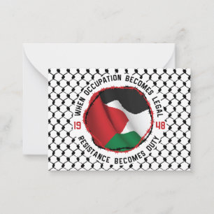 Cartão De Notas Quando a ocupação palestina se torna Palestina leg