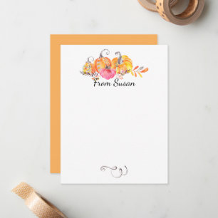 Cartão De Notas Queda de outono no Halloween Pumpkins Aquarela