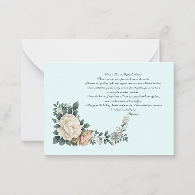 Cartão De Notas Querida Mãe Feliz aniversário! (Frente)