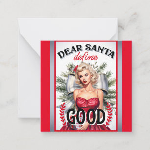 Cartão De Notas Querido Papai Noel Defina Bom Pin-up Retro