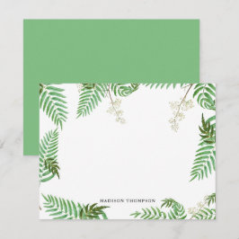 Cartão De Notas Quic Modern Watercolor Monograma do Script Greener