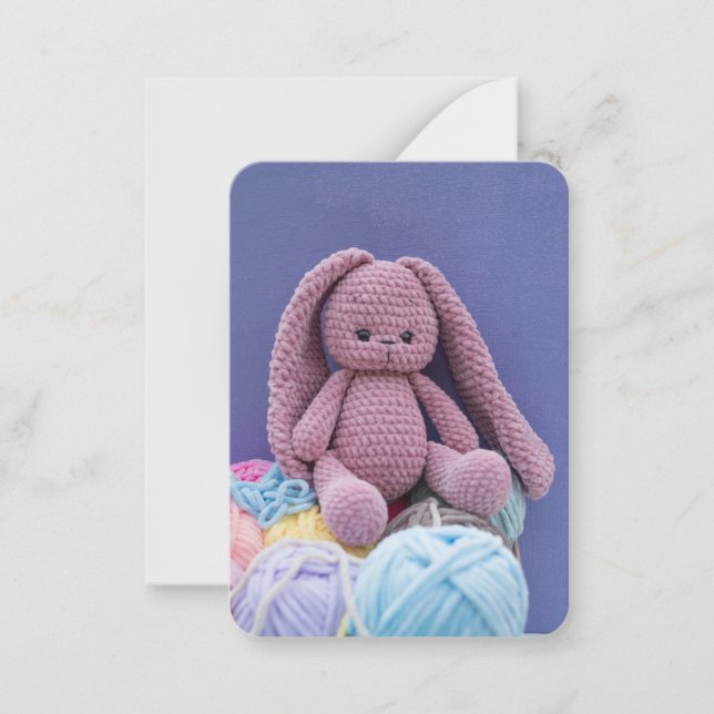 Cartão De Notas Quiet Crochet Bunny – Pastel Yarn Mood (Frente)