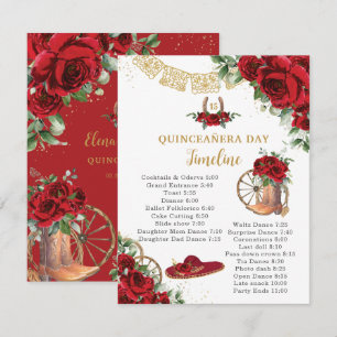 Cartão De Notas Quinceañera Rosas Vermelhas Botas Charro Florais L
