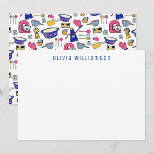 Cartão De Notas Quirky Kitchen Utentils Cake Maker, Chef Notecard