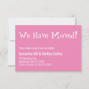 Cartão De Notas Quirky, Nós Mudamos! Nova placa de endereço rosa