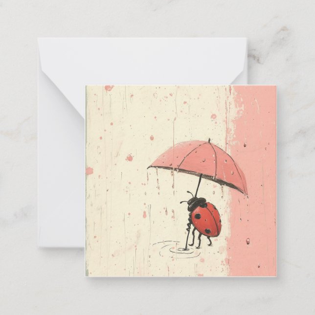 Cartão De Notas Raindrop Echoes: Ladybug Minimalista (Frente)