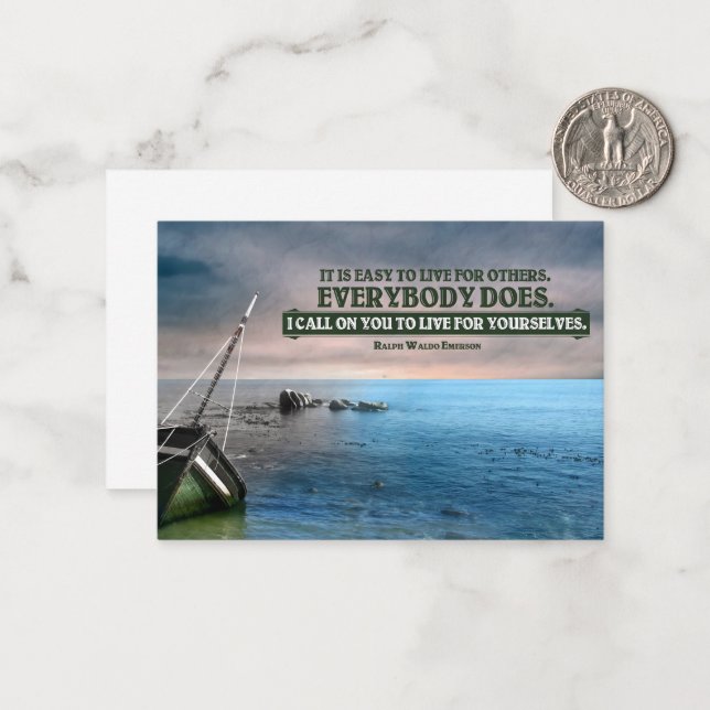 Cartão De Notas Ralph Waldo Emerson Citação Inspiracional "Live" (Frente/Verso In Situ)