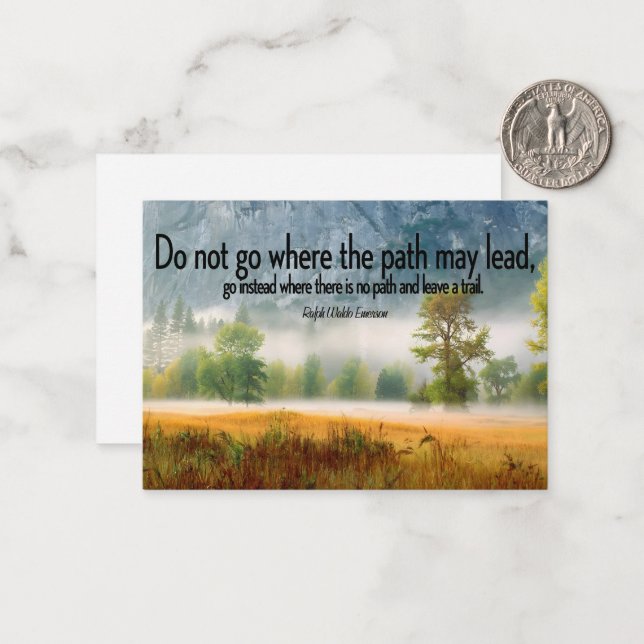 Cartão De Notas Ralph Waldo Emerson Citação Inspiracional "Trilha" (Frente/Verso In Situ)
