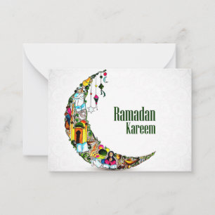 Cartão De Notas Ramadan Kareem Colorful Crescent