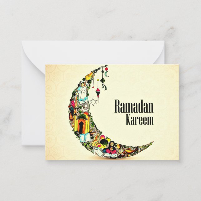 Cartão De Notas Ramadan Kareem Crescent (Frente)