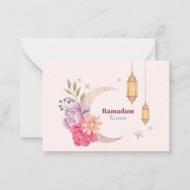 Cartão De Notas Ramadan Kareem Watercolor (Frente)