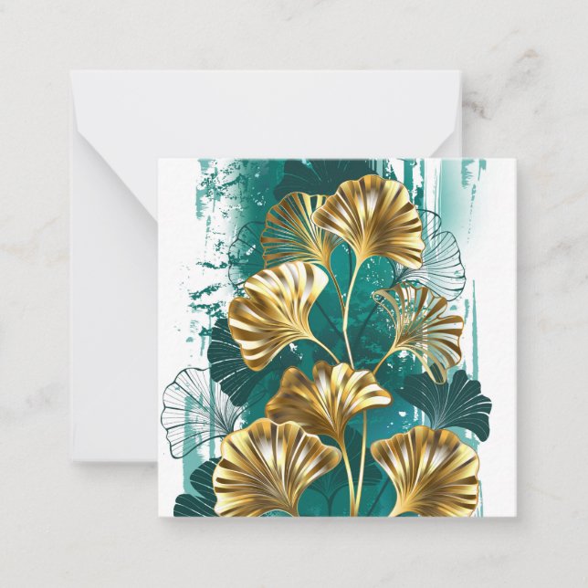 Cartão De Notas Ramificação com Ouro deixa Ginko Biloba (Frente)