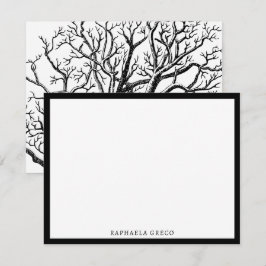Cartão De Notas Ramificações de Árvore Abstrato de Preto e Branco