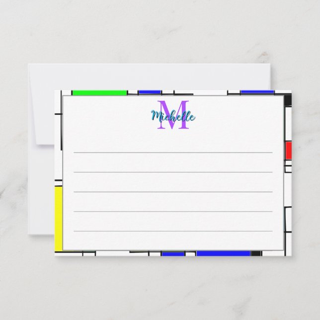 Cartão De Notas Random Squares Homage To Mondrian Personalized (Frente)