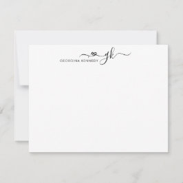 Cartão De Notas Rapariga Feminina - Script 2 Monograma Inicial