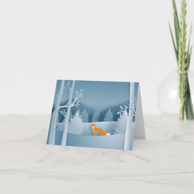 Cartão De Notas Raposa Vermelha Colorida no inverno (Frente)
