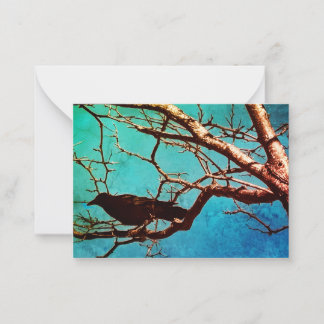 Cartão De Notas Raven Crow Black Bird Silver Tree Photo Note Card