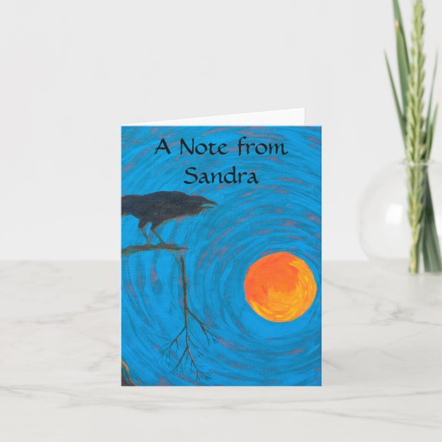 Cartão De Notas Raven e Lua Cheia (Frente)