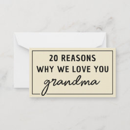 Cartão De Notas Razões pelas quais amamos você Vovó Fofa