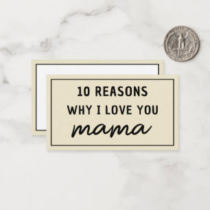 Cartão De Notas Razões pelas quais eu amo você Mamãe Dia das Mães