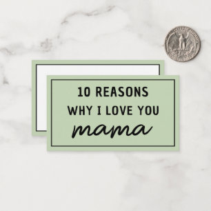 Cartão De Notas Razões pelas quais eu amo você Mamãe Dia das Mães