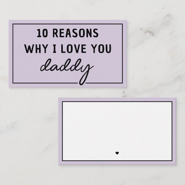 Cartão De Notas Razões pelas quais eu amo você Papai Dia dos Pais  (Frente/Verso)