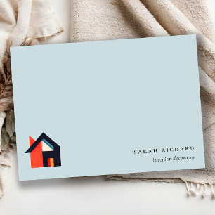 Cartão De Notas Realtor de Logotipo da Casa Colorida Moderno Verme