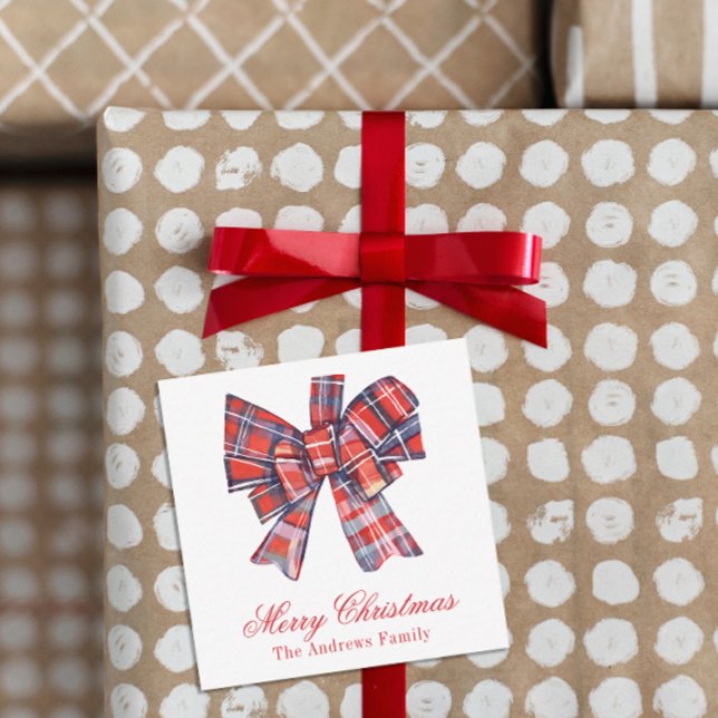 Cartão De Notas Receptáculo de Arco de Xadrez Red Tartan Natal (Criador carregado)